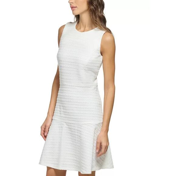 TOMMY HILFIGER Button-Trimmed Jacquard-Knit Fit & Flare Dress - Size 2 NWT - Picture 4 of 16